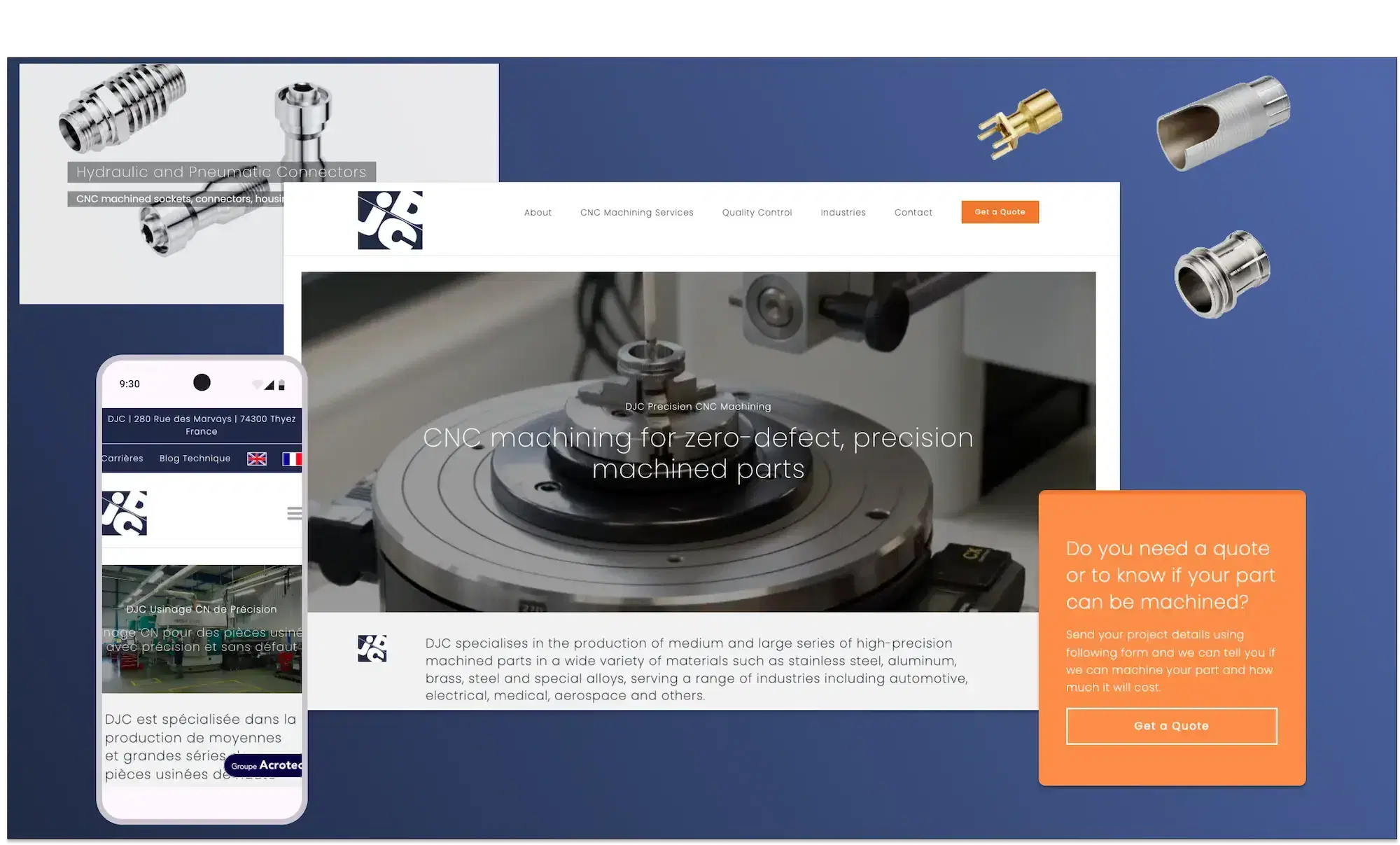 captures d'écran du site Web DJC repensé et développé par Darwin Digital